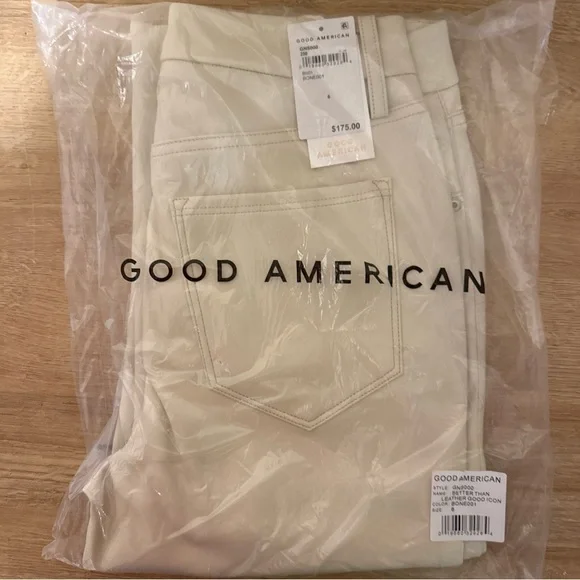Good American Better Than Leather Good Icon Bone001 High Rise Women’s Jeans $175 - Picture 5 of 7